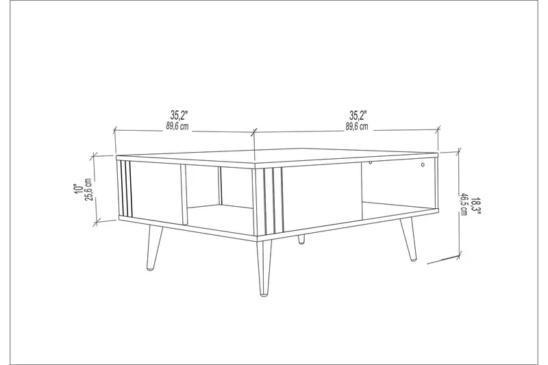 Andifli Sofabord 89,6x46,5x89,6 cm - Brun - Møbler - Bord - Sofabord