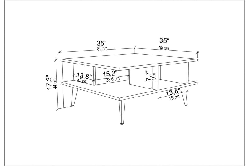 Andifli Sofabord 89x44x89 cm - Brun - Sofabord