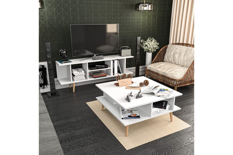 Andifli Sofabord 89x44x89 cm - Hvit - Møbler - Bord - Sofabord