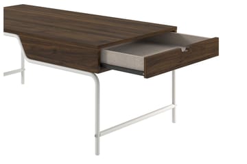 Andria Rektangulært Sofabord Valnøtt med Skuffer i Tre og Metall - Brun|Hvit - Møbler - Bord - Sofabord