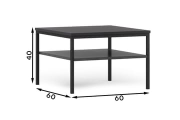 Anjal 60 cm Kvadratisk Sofabord med Hylle i Malt Tre - Svart - Møbler - Bord - Sofabord