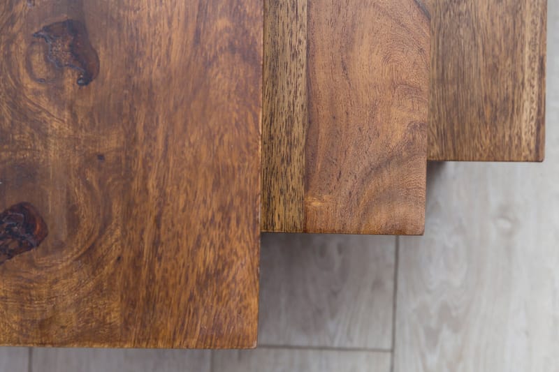 Aranza Settbord 45 cm 3 Bord - Massivt Tre/Svart - Møbler - Bord - Sofabord