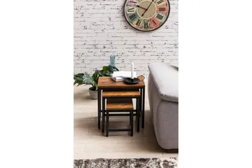 Aranza Settbord 45 cm 3 Bord - Massivt Tre/Svart - Møbler - Bord - Sofabord