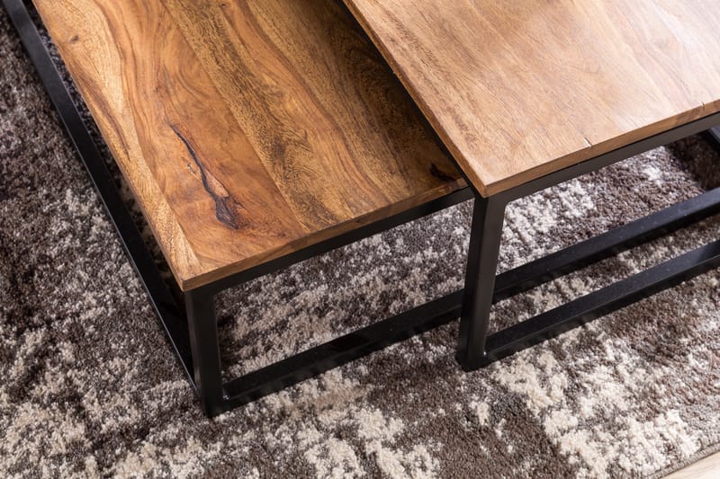 Aranza Settbord 75 cm 2 Bord - Massivt Tre/Svart - Møbler - Bord - Sofabord