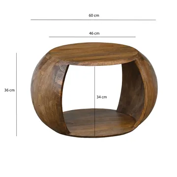 Arlena rundt sofabord 60 cm i massivt mangotre - Møbler - Bord - Sofabord - Sofabord med oppbevaring