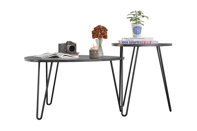 AtHena Settbord Svart/Marmormønster - Novogratz - Møbler - Bord - Sofabord