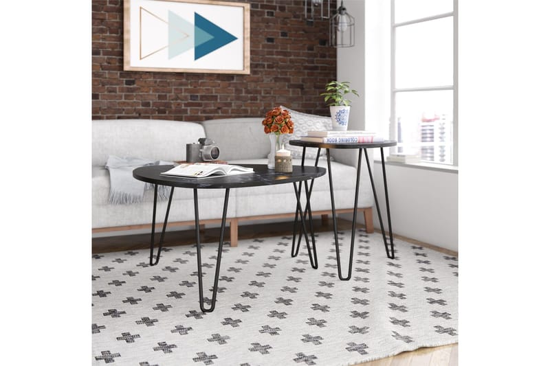 AtHena Settbord Svart/Marmormønster - Novogratz - Møbler - Bord - Sofabord