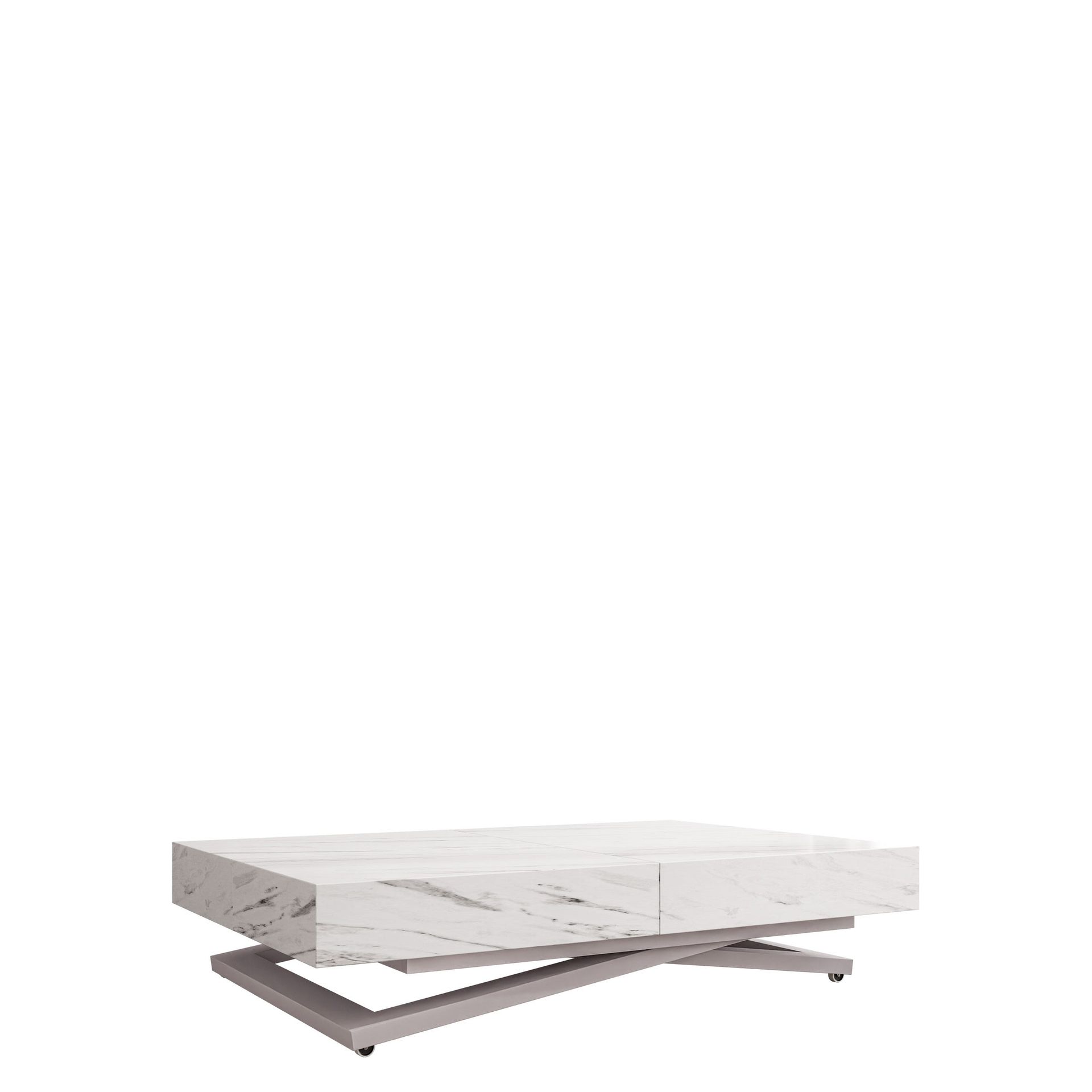Avendi sofabord 120 cm - Sølv, hvit marmor