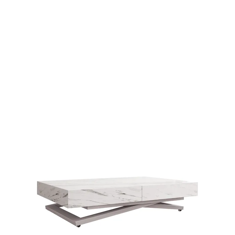 Avendi sofabord 120 cm, Sølv, hvit marmor