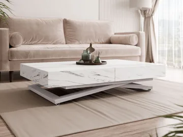 Avendi sofabord 120 cm - Sølv, hvit marmor - Møbler - Bord - Sofabord