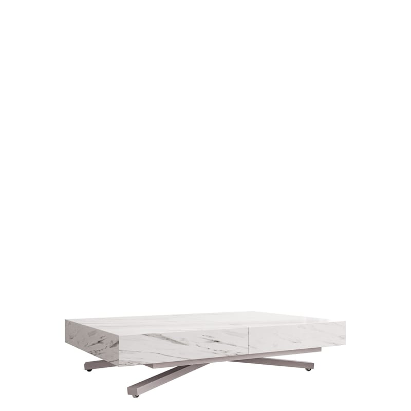 Avendi sofabord 120 cm, Sølv, hvit marmor