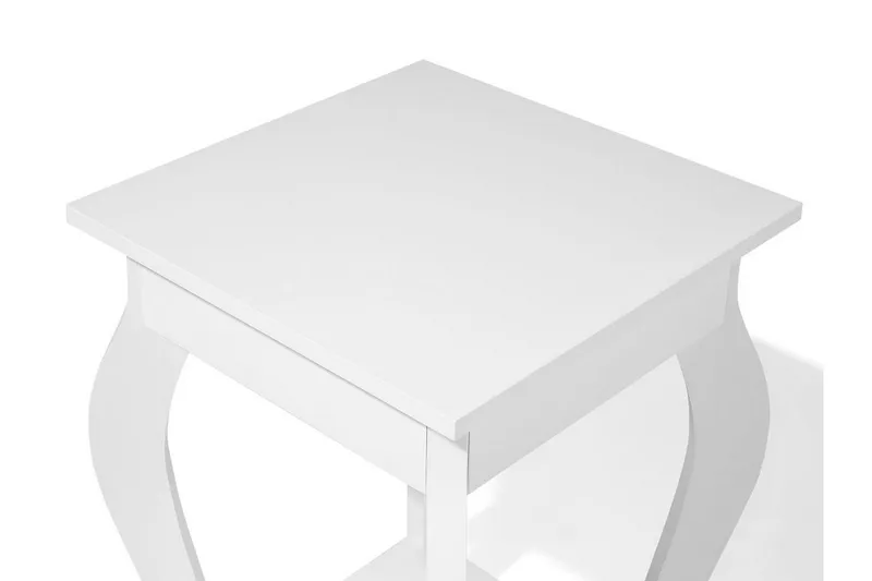 Avon 38 cm Kvadratisk Sofabord med Oppbevaring i Malt Tre - Hvit - Møbler - Bord - Sofabord