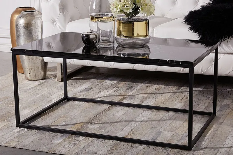 Barreras Sofabord 100 cm Marmormønster - Svart - Møbler - Bord - Sofabord