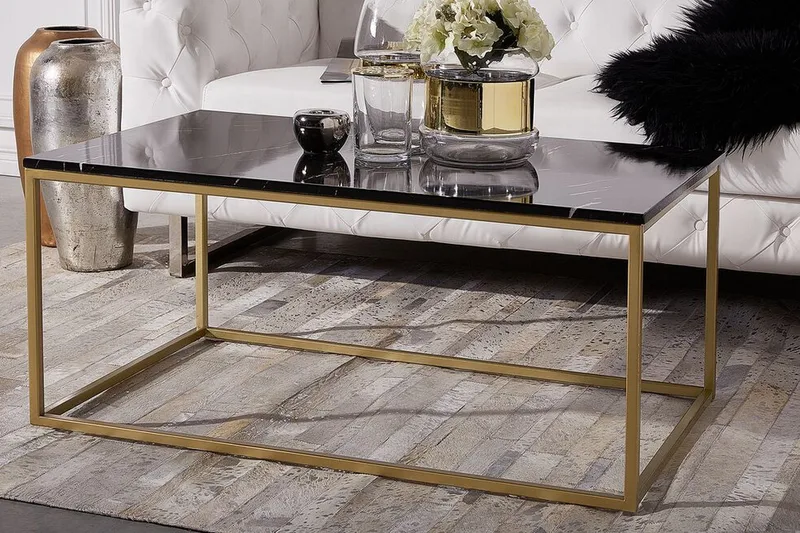 Barreras Sofabord Svart Marmormønster - Svart/Gull - Møbler - Bord - Sofabord