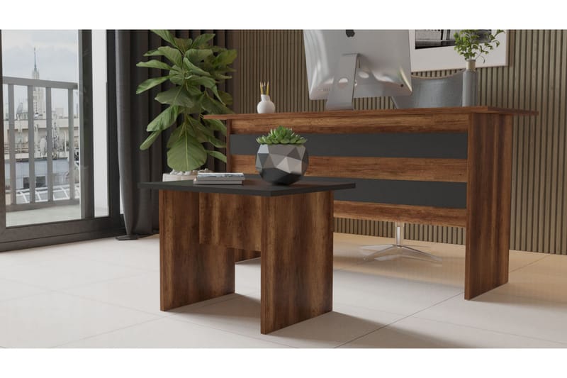 Barrock Sofabord 60 cm - Teak/Antrasitt - Sofabord