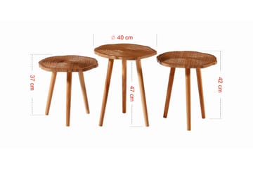 Bauksa Settbord 40x47x40 cm Rundt - Brun - Møbler - Bord - Sofabord
