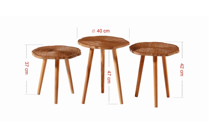 Bauksa Settbord 40x47x40 cm Rundt - Brun - Møbler - Bord - Sofabord