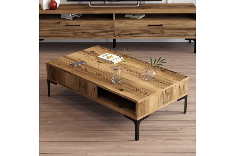 Bauksa Sofabord 105x32,6x105 cm - Brun - Møbler - Bord - Sofabord