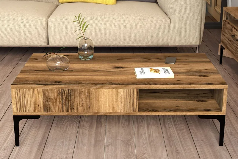 Bauksa Sofabord 105x32,6x105 cm - Brun - Møbler - Bord - Sofabord