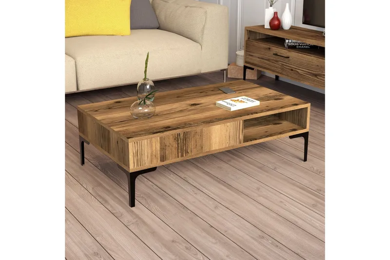 Bauksa Sofabord 105x32,6x105 cm - Brun - Møbler - Bord - Sofabord