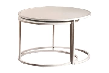 Bazra Runde Stablebare Nesting Sofabord i Metall - Hvit - Møbler - Bord - Sofabord