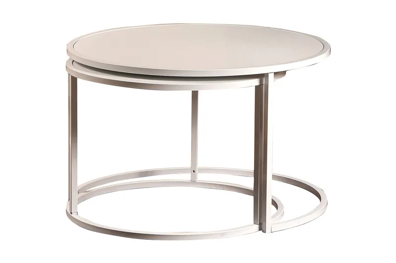 Bazra Runde Stablebare Nesting Sofabord i Metall, Hvit