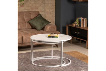 Bazra Runde Stablebare Nesting Sofabord i Metall - Hvit - Møbler - Bord - Sofabord