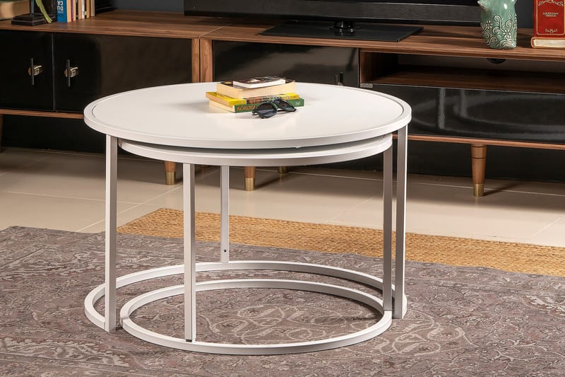 Bazra Settbord - Hvit - Møbler - Bord - Sofabord