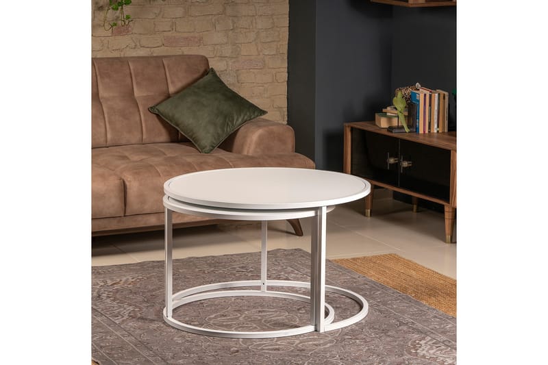 Bazra Settbord - Hvit - Møbler - Bord - Sofabord