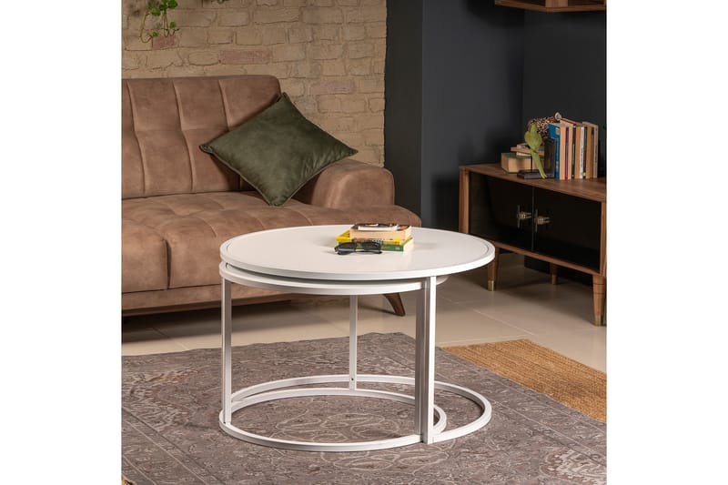 Bazra Settbord - Hvit - Møbler - Bord - Sofabord