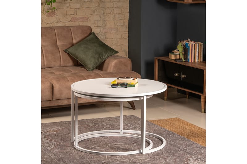 Bazra Settbord - Hvit - Møbler - Bord - Sofabord