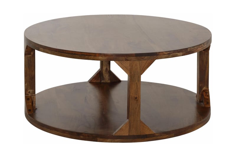 Beetham Sofabord 60 cm Rundt med Oppbevaring Hylle - MangoTre/Brun - Møbler - Bord - Sofabord