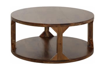 Beetham Sofabord 60 cm Rundt med Oppbevaring Hylle - MangoTre/Brun - Møbler - Bord - Sofabord