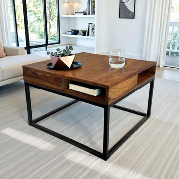 Beleri sofabord 60 cm kvadratisk - Varm brun og svart - Møbler - Bord - Sofabord - Sofabord med oppbevaring