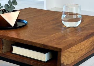 Beleri sofabord 60 cm kvadratisk - Varm brun og svart - Møbler - Bord - Sofabord - Sofabord med oppbevaring