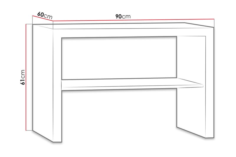 Benavila Sofabord 90 cm med Oppbevaringshyller - Beige/Grå - Sofabord