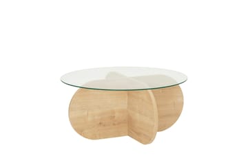 Bengul 75 cm Rundt Salongbord i Glass med Understell i Tre - Klar - Møbler - Bord - Sofabord