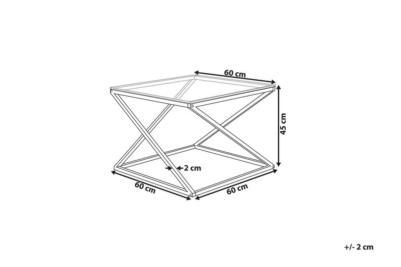 Beverly 60 cm Kvadratisk Sofabord i Glass og Metall - Transparent - Møbler - Bord - Sofabord