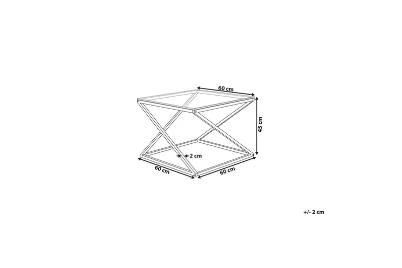 Beverly 60 cm Kvadratisk Sofabord i Glass og Metall - Transparent - Møbler - Bord - Sofabord