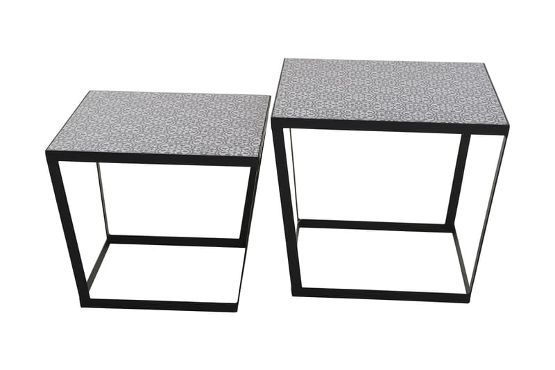 Birsay Settbord 50 cm 2 Bord - Svart/Grå/Hvit - Sofabord - Settbord