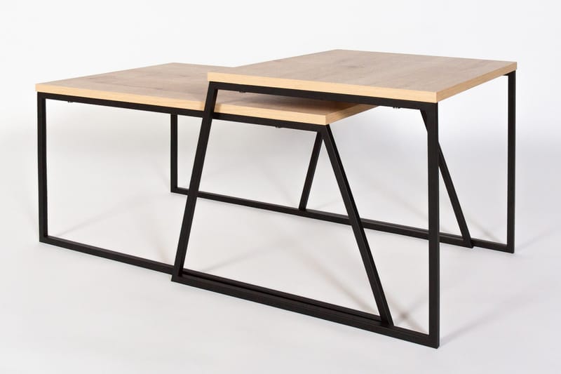 Bodsjö Rektangulært Settbord 88 cm i Tre med Metallstativ - Brun|Svart - Møbler - Bord - Sofabord