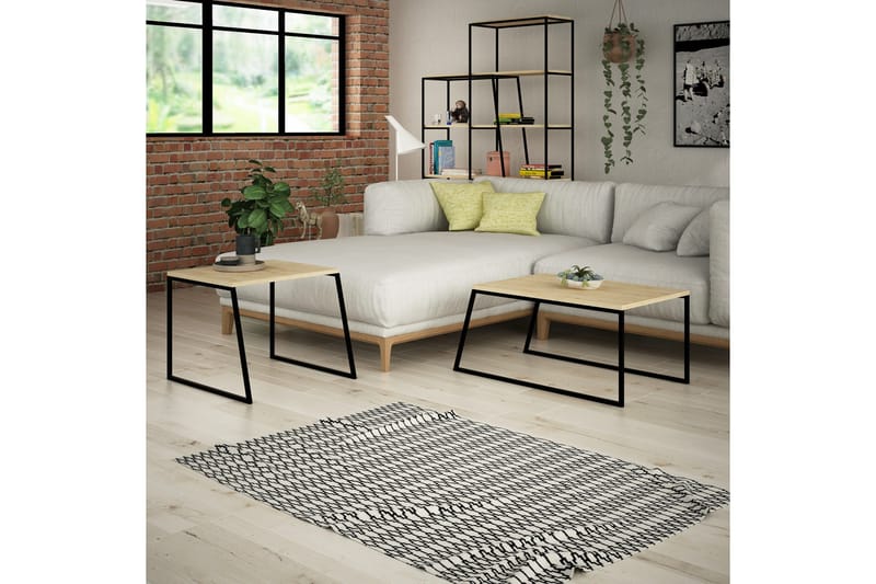 Bodsjö Rektangulært Settbord 88 cm i Tre med Metallstativ - Brun|Svart - Møbler - Bord - Sofabord