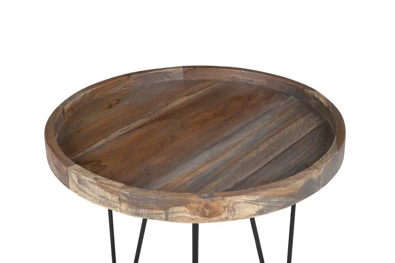 Bondiss 45 cm Rundt Sofabord med Hårnålsben i Teak - Brun - Møbler - Bord - Sofabord