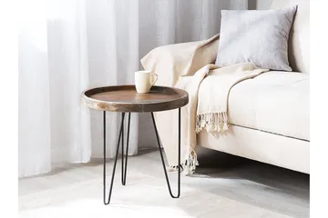Bondiss 45 cm Rundt Sofabord med Hårnålsben i Teak - Brun - Møbler - Bord - Sofabord