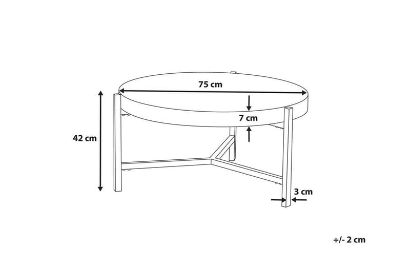 Boneti Sofabord 80 cm Rundt - Brungrå/Svart - Sofabord