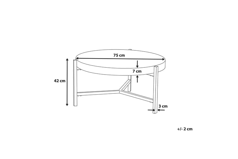 Boneti Sofabord 80 cm Rundt - Brungrå/Svart - Sofabord