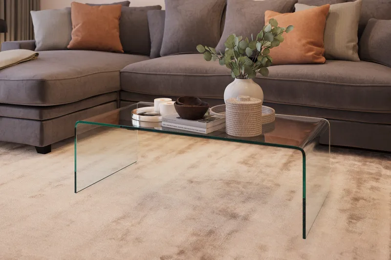 Bonisiolo Rektangulært Sofabord 110x55 cm i Bøyd Glass - Gjennomsiktig - Møbler - Bord - Sofabord