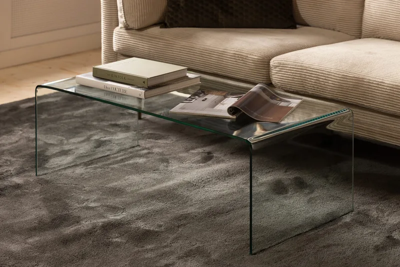 Bonisiolo Rektangulært Sofabord 110x55 cm i Bøyd Glass - Gjennomsiktig - Møbler - Bord - Sofabord