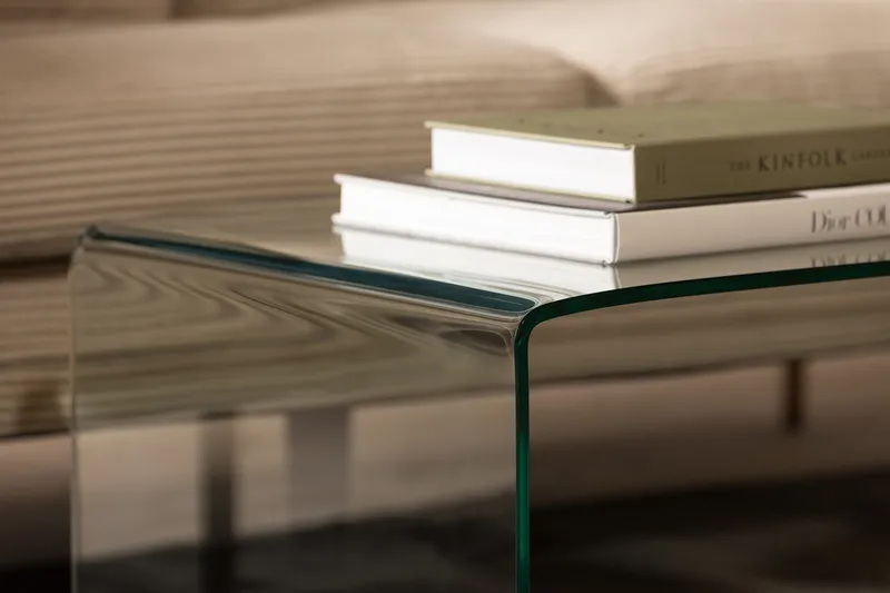 Bonisiolo Rektangulært Sofabord 110x55 cm i Bøyd Glass - Gjennomsiktig - Møbler - Bord - Sofabord