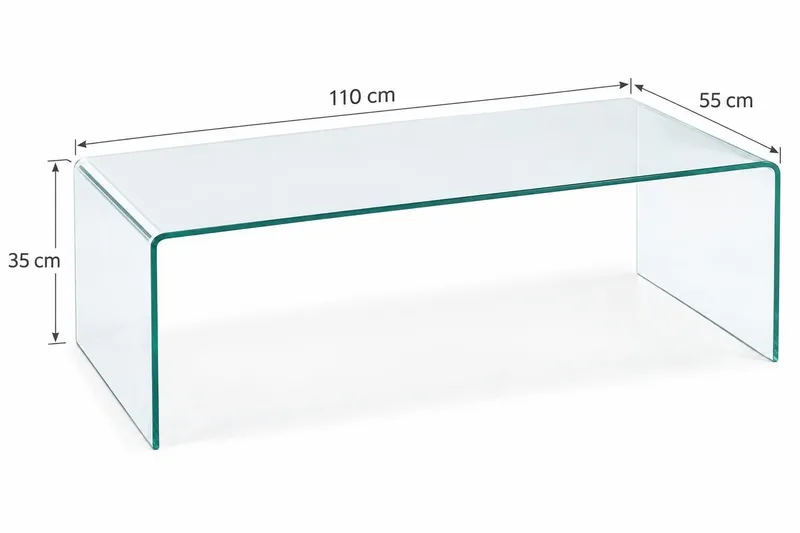 Bonisiolo rektangulært sofabord i glass 110 cm - Transparent - Møbler - Bord - Sofabord